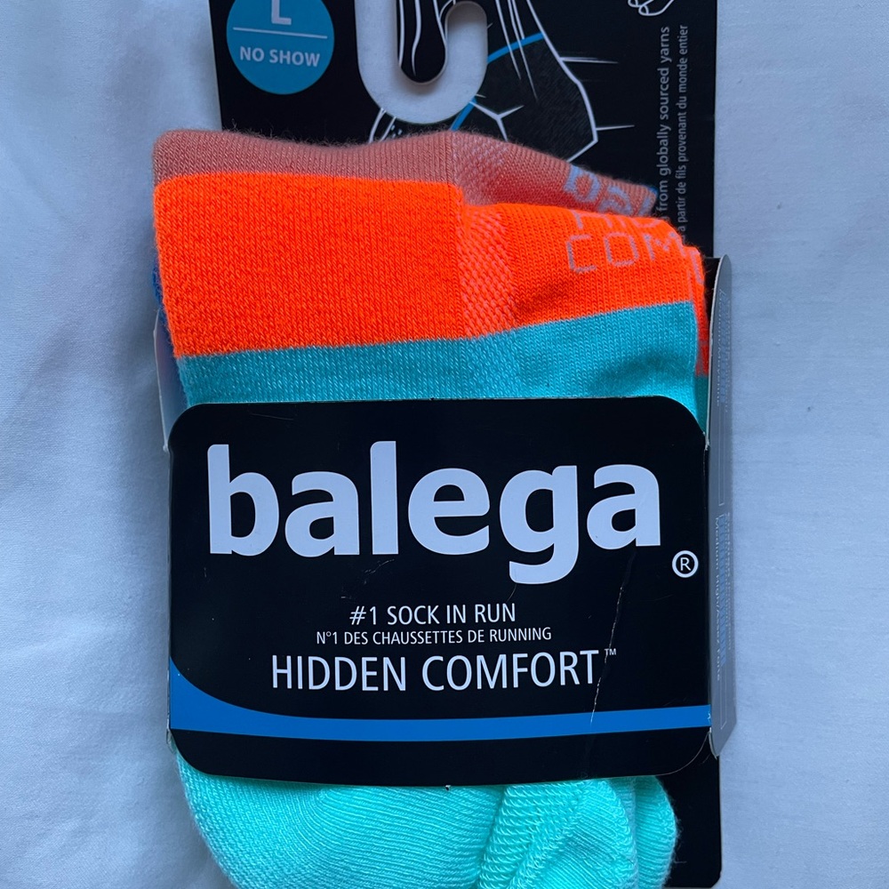 NWT - Balenga Hidden Comfort No Show Running Socks - Orange and Blue